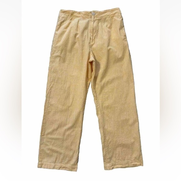 Free People M Kate Gingham Straight Leg Trouser Pants Malibu Orange/White Preppy - Picture 2 of 11